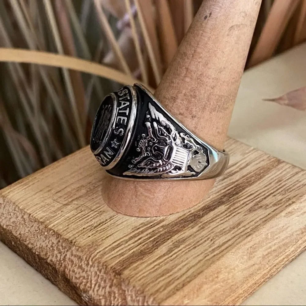 Stainless Steel United States Veteran Ring Sizes 9,10,11,12